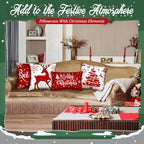 Newwiee 10 Piece Throw Pillows Covers Decorations Snowman Wreath Santa Claus Tree Red Buffalo Plaid Merry Christmas Pillow Covers for Couch Sofa(Snowflakes) - Image 3