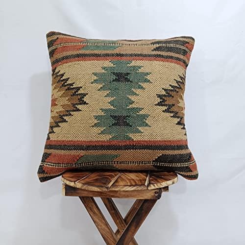 Trade Star 70% Jute 30% Wool Cushion Cover Kilim Rug Pillow Case 18x18 Vintage Boho Home Decor Pillow Case Handwoven Decorative Throw Pillows Shams for Sofa Premium Quality Designer Cushion Case - Image 3