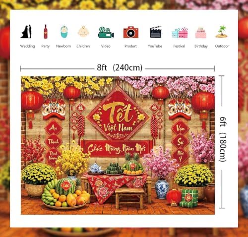 Vietnamese New Year Backdrop 2027 Tết Việt NAM Lunar New Year Party Decor - Image 5