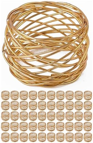 Durable Metal Iron Napkin Rings for Table Decor, Elegant Metal Table Setting Accessory, Rustic Napkin Holder for Modern Farmhouse & Everyday Dining Set of 50 (Gold) - ALPHA Living HOME by ALPHALivingHOME