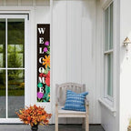 Spring Flowers Welcome Sign for Front Door Outdoor Porch Sign Home Decor Porch Standing Welcome Yard Sign Wood Door Sign Tall Summer Welcome Garden Sign Seasonal Wall Decorations for Outside Patio - Image 5