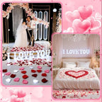 I Love You Light up Letter 24 Candles & 2000 Rose Petals, Red Pink - Image 3