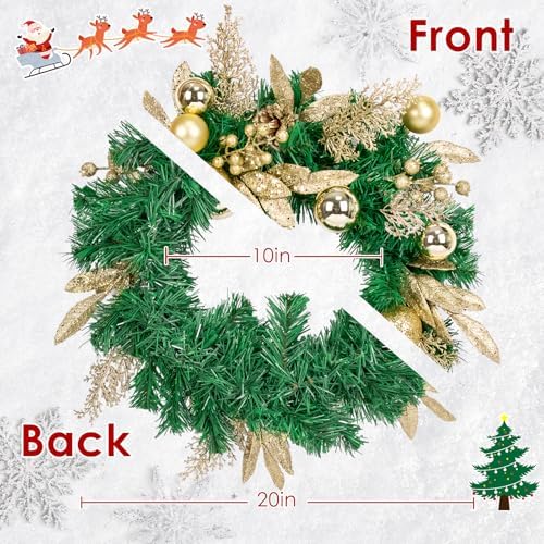 Christmas Wreaths for Front Door Decor Flower, 22" Winter Golden - Image 2