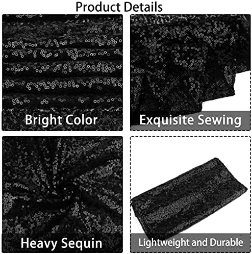 12 Packs Sequin Table Runner Glitter Dining Table Runner for Birthday Wedding Engagement Bridal Baby Shower Bachelorette Holiday Celebration Party Supplies Decorations (12" x 108", Black) - Image 4