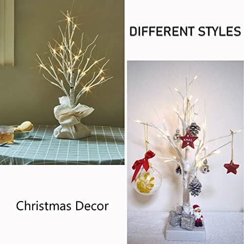 Fudios Lighted Birch Tree with Timer Battery Operated 18in Home Decor Tabletop, Pre lit Artificial Birch Trees with 24 LED for Wedding Christmas Party - Image 5