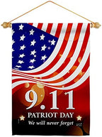 Remember 911 Flag Wood Dowel Set 25th Anniversary Patriot Day Wall Decor 2001-2026 Memorial Gifts Commemorative Memorabilia Home Poster Yard Decorations Garden Remembrance Tribute Tapestry by Unknown