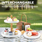 SYNCVIBE Wooden Farmhouse Round White 3 Tiered Decorative Tray Stand - Image 4