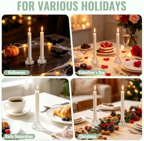 48 Pcs Glass Taper Candle Holders, Clear Candlestick Holders Short Tapered Candle Holder Set, Candle Stick Holder Decor for Table Centerpiece Wedding Party Advent Christmas Home Decorations - Image 7