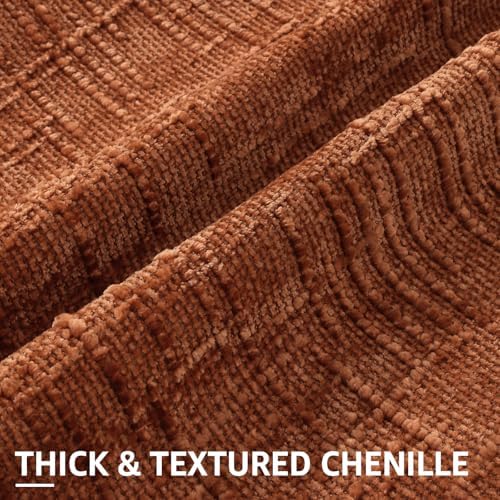 decorUhome Textured Chenille Throw Pillow Covers 16x16 Set of 2 Rust - Image 2