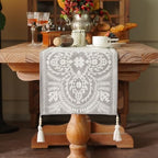 Table Runner Embroidered Boho Lace Dresser Scarf, Gray 14"x75" by ARTBLOSS