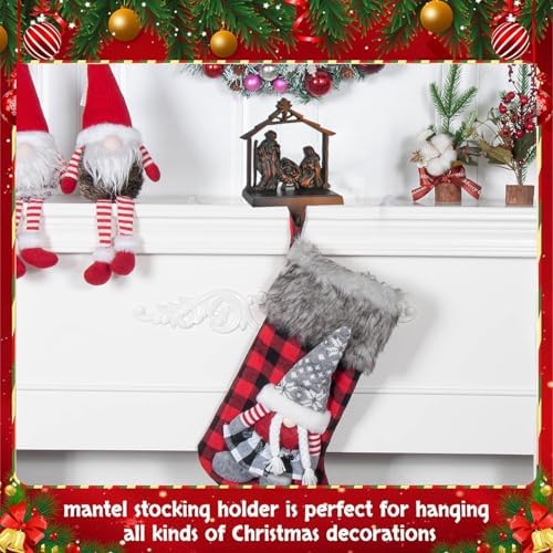 Christmas Stocking Holder Set of 3 Metal Nativity Stockings Hanger Hook Mantle or Fireplace Decor Vintage Decorations Nativity Christmas Stocking Fireplace Holders for Mantle(Nativity,3) - Image 6