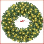Casafield 60" Pre-Lit Fir Artificial Christmas Wreath Holiday Décor, 300 LED Lights, 1140 PVC Tips for Front Door, Window, or Mantel - Image 5