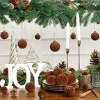 XmasExp 36PCS Velvet Christmas Ornaments Set Mixed Flocked Balls Ornaments Shatterproof Christmas Tree Decorations for Holiday,Party,Home(Brown) - Image 6