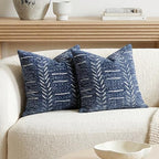 BlissBlush Decorative Throw Pillow Covers 18x18 Set of 2, Boho Blue Textured Chenille Accent Throw Pillow Covers for Couch Sofa Bed Living Room Home Décor (Cover Only) by BlissBlush