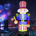 8 Feet Independence Day 4th of July Inflatables Nutcracker Soldier Lighted Blow Up Patriotic Yard Lawn Decoration with Built in Blower Fan and Anchor Ropes by DECFINE