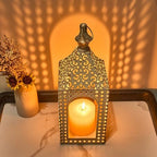 Moroccan Lantern Lamp Decorative Candle Holders for Ramadan Decorations, Hanging, Outdoor Patio or Porch, Indoor Home Decor (White 13.2inch) - Image 4