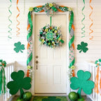 idyllic Irish Festival Aloe Green 22 Inch St Patricks Day Wreath, Four Leaf Clover Wood Sign with Green White Bow, Shamrock Decorations for Front Door Window Indoor Outdoor Holiday Decor - Image 7