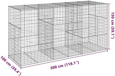 vidaXL Gabion Basket with Cover 118.1"x39.4"x59.1" Galvanized Iron - Image 3