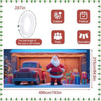 Santa and Truck Christmas Garage Door Banner 7x16FT, Holiday Scene with Santa, Gifts, and Vintage Truck, Large Outdoor Xmas Decoration for Garage Doors - Image 4