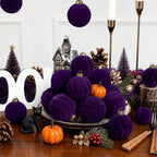 XmasExp 36PCS Velvet Christmas Ornaments Set Mixed Flocked Balls Ornaments Shatterproof Christmas Tree Decorations for Holiday,Party,Home（Purple） - Image 5