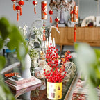 Chinese New Year Table Ornament, Artificial Branches Fortune Lucky Tree, Spring Festival Artificial Red Berry Flower Arrangement for Asian Lunar New Year Desktop Centerpiece - Image 2