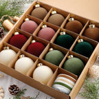 Simgoing 15 Pcs Velvet Christmas Ornament 3.15'' Flocked Xmas Tree Ornament by Simgoing