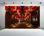 12x10ft China Vintage Street Backdrop Asia Chinese Lunar New Year Red Lanterns Wooden Building Night View Background Asian China Travel Party Decor Photo Studio Booth Props Wallpaper - Image 2