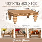Felt Creative Home Goods Decorative Wood Risers for Decor | Tiered Tray Stand | Farmhouse Beaded Riser Stand for Decor | Wooden Pedestal Stand Large 12x16 Beaded Tray for Kitchen Coffee Bar (Brown) - Image 6