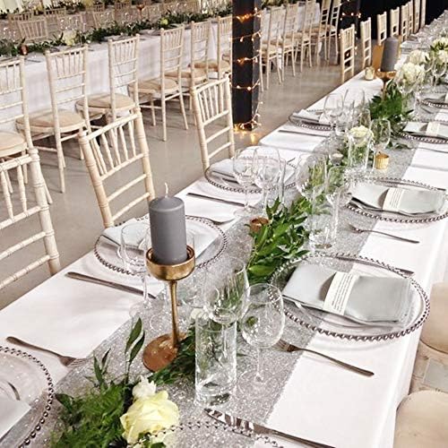 Silver Table Runner 10 Packs 12x72 Inch Sequin Glitter Table Runner for Rectangle Tables for Birthday Banquet Wedding Baby Shower Party Decorations - Image 6