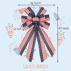 Large Patriotic Bow Wreath 4th of July Decor 2 Pack, 15.7x47'' - Image 2