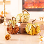 Valery Madelyn Fall Decorations for Home Pumpkins Decor, Set of 3 Resin Artificial Corn Decorative Pumpkins Figurines for Indoor Table Centerpieces Autumn Thanksgiving Halloween Decoration 6.3 Inch - Image 2