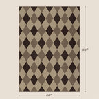 JTJ Easy Jute Outdoor Rug 5x7, Beige & Black Diamond Checkered Plaid Washable Non Slip Indoor Outdoor Area Rug for Living Room, Patio, Bedroom & Home Office, Farmhouse Geometric Low Pile Carpet - Image 2