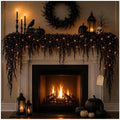 Halloween Garland with Lights, Black Vine Garland for Fireplace Mantel, Halloween Mantel Decor, Gothic Party Decoration, Flexible Indoor Hanging Decor (9 FT (2.7M)) by MATISUN