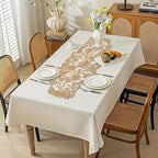 Beaded Table Runner Decore 36 inches Long Christmas Snowflake Coastal Shell Sunflower Beaded Table Runners for Halloween, Christmas, Easter Coffee Tropical - 36"x13" Gold Ivory Silver Olio Marfa - Image 6