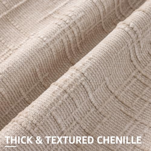 decorUhome Textured Chenille Throw Pillow Covers 24x24 Set of 2 Ivory - Image 2