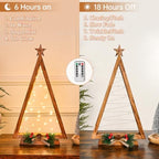 2 Pcs Triangle Tabletop Wooden Christmas Tree with Lights, Modern Farmhouse Rustic Christmas Decor, Small Lighted Xmas Tree for Kitchen Mantle Shelf Living Room(14.2" Large / 11" Small) - Image 3