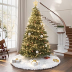 iMucci 72inch Thick Wool Fur Tree Skirt Snowy White Plush Velvet Wool-Like Chirstmas Tree Skirt Holiday Party Decoration (72inch/4.63LB) - Image 2