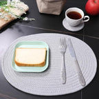 Braided Placemats Set of 6, Cotton Fabric Oval Table Mats Non Slip Washable 16 * 12 inch Oval Place Mats, 6 Pack Grey Cotton Rope Woven Placemats for Wedding Birthday Baby Shower Party Decoration - Image 6