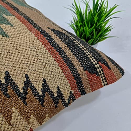 Trade Star 70% Jute 30% Wool Cushion Cover Kilim Rug Pillow Case 18x18 Vintage Boho Home Decor Pillow Case Handwoven Decorative Throw Pillows Shams for Sofa Premium Quality Designer Cushion Case - Image 2