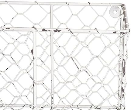 DII Chicken Wire Collection Farmhouse Vintage Wall Baskets, Medium Basket, White - Image 4