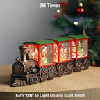 Train Snow Globe Christmas Snow Globe Lantern with Auto 6H Timer and Manual Glitter, Lighted Christmas Decorations Indoor with Gingerbread Man Tree for Home Tabletop, Battery Operated - Image 5
