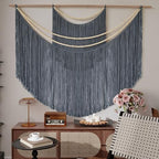 Jakalin Macrame Wall Hanging Grey Tapestry, Boho Home Decor 57" W x 46" L - Image 4
