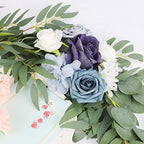 Emivery Artificial Dusty Blue Rose Garland Greenery Eucalyptus Willow Garland with Flowers Sweetheart Table Centerpieces Party Wedding Ceremony Backdrop Arch Floral Arrangement 6FT - Image 6