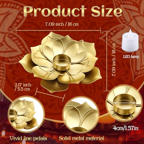 LemonRoad 6 Pcs Lotus Candle Holder Pooja Return Gifts, Layered Lotus - Image 2