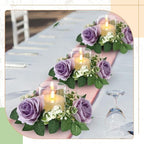 Yunlly 12 Pcs Rose Candle Rings with Candles Sets, Purple - Image 6