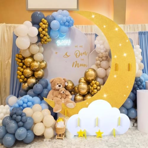CroBlissful 5.9 ft Large Moon Standup Party Decor Gold Moon Decoration by CroBlissful