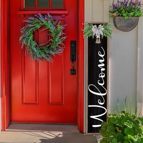 flowtorely Outdoor Welcome Sign, 45"×9", Wood Black - Image 4