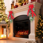 2 PCS 24" Artificial Christmas Teardrop Swag Norfolk Pine Teardrop Door Swag Xmas Cedar Swags Wreath with Berry Pinecone for Front Door Winter Cabinet Mantle Fireplace Wall Indoor Outdoor Home Decor - Image 6