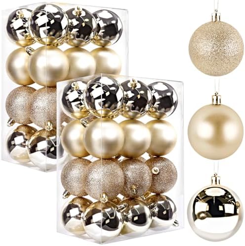 TranquilBliss Christmas Ball Ornaments, 48-Pack, 2.5-Inch, Champagne by Unknown
