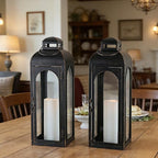 NEEDOMO Set of 2 Lanterns Decorative for Home,22''H Large LuxuryBronze Metal Hurricane Lanterns with Tempered Glass Panels for Porch,Tabletop, Mantle, Wall Hanging, Garden, Indoor & Outdoor Décor - Image 6